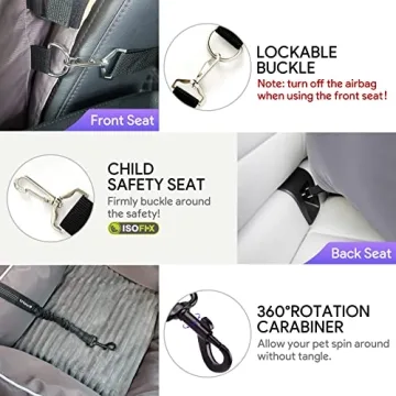 Pmpete Dog Car Seat - Waterproof Travel Bed for Pets