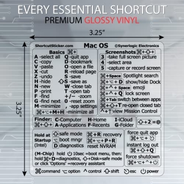 Mac OS Shortcuts Sticker for MacBook Air and Pro
