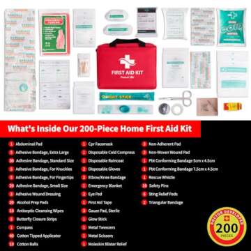 Protect Life Business First Aid Kit, Emergency First Aid Kit for Office Setting, Medical Kit Supplies, First Aid Kits for Businesses, School & Commercial Use - 200 Pieces
