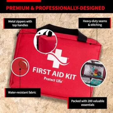 Protect Life Business First Aid Kit, Emergency First Aid Kit for Office Setting, Medical Kit Supplies, First Aid Kits for Businesses, School & Commercial Use - 200 Pieces