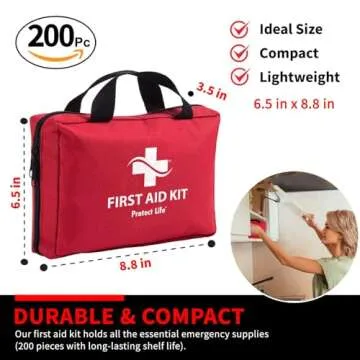 Protect Life Business First Aid Kit, Emergency First Aid Kit for Office Setting, Medical Kit Supplies, First Aid Kits for Businesses, School & Commercial Use - 200 Pieces