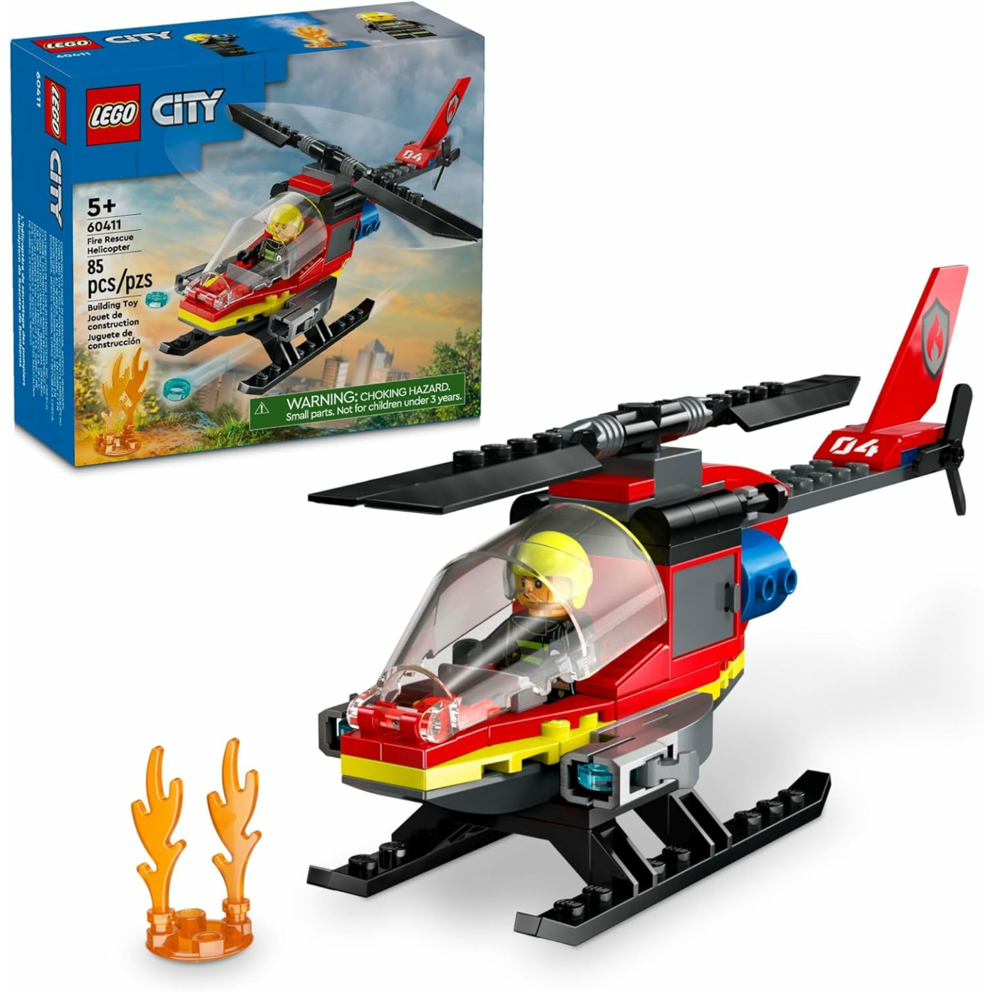 LEGO City Fire Rescue Helicopter Toy Set for Kids