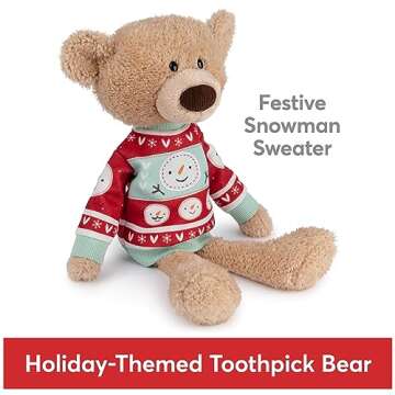 GUND Toothpick Teddy Bear: Holiday Sweater Edition, 15" Plush