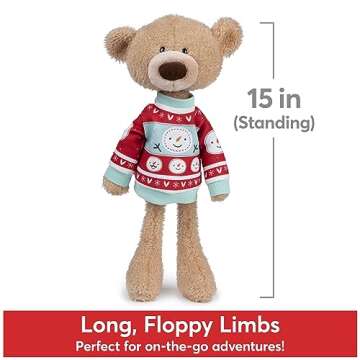 GUND Toothpick Teddy Bear with Holiday Sweater - 15 Inch