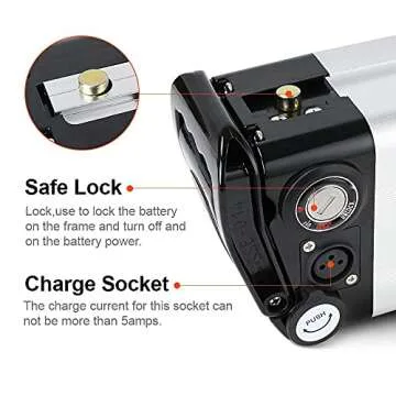 Yose Power 48V 36V 10.4Ah 13Ah 15Ah 17.4Ah Ebike Battery XH370-10J Sliver Fish Battery with USB Port Electric Bike Battery for 250W/350W/500W/700W/900W/1000w Motor Electric Bicycle Lithium-Ion Battery