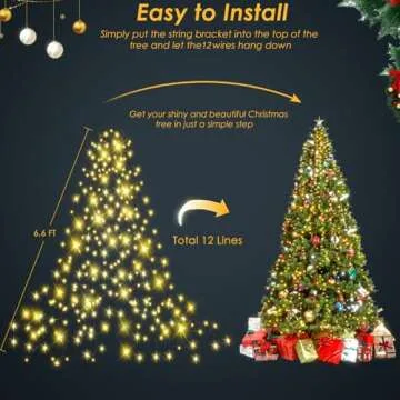 Easy Christmas Tree Lights Indoor Outdoor, 420 LED Christmas String Lights 6.6FT x 12 Lines with 8 M...