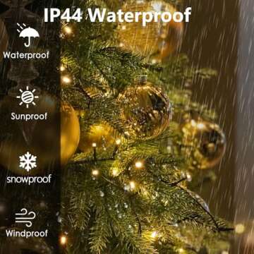 Easy Christmas Tree Lights Indoor Outdoor, 420 LED Christmas String Lights 6.6FT x 12 Lines with 8 Modes & Timer, Waterproof Twinkle Lights Plug in for 6FT Xmas Tree Christmas Decoration (Warm White)