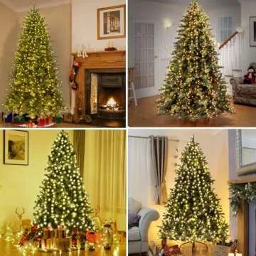 Easy Christmas Tree Lights Indoor Outdoor, 420 LED Christmas String Lights 6.6FT x 12 Lines with 8 Modes & Timer, Waterproof Twinkle Lights Plug in for 6FT Xmas Tree Christmas Decoration (Warm White)