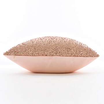 Decorative Sofa Throw Pillow Covers - PONY DANCE Comfy Satin Solid Cusion Covers Pillowcases for Party with Hidden Zipper,18 Inch Square,2 Pieces,Champagne Blush