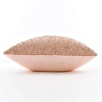 Decorative Sofa Throw Pillow Covers - PONY DANCE Comfy Satin Solid Cusion Covers Pillowcases for Party with Hidden Zipper,18 Inch Square,2 Pieces,Champagne Blush