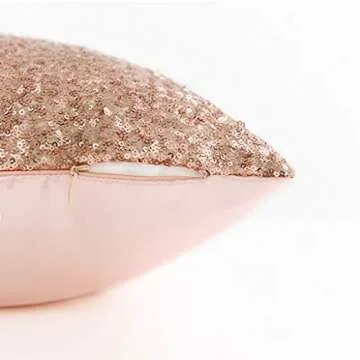 Decorative Sofa Throw Pillow Covers - PONY DANCE Comfy Satin Solid Cusion Covers Pillowcases for Party with Hidden Zipper,18 Inch Square,2 Pieces,Champagne Blush