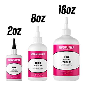 Professional Grade Cyanoacrylate (CA) Super Glue by GLUE MASTERS - 56 Grams - Thick Viscosity Adhesi...