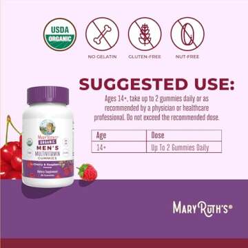 MaryRuth Men's Organic Multivitamin Gummies | Vegan & Non-GMO