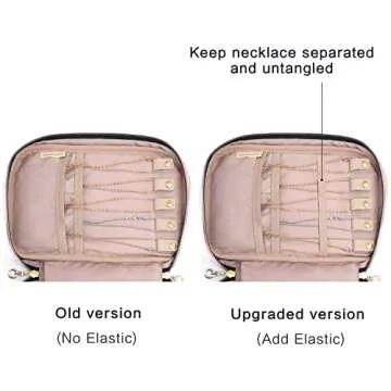 BAGSMART Jewelry Organizer Case Travel Jewelry Storage Bag for Necklace, Earrings, Rings, Bracelet, Light Pink