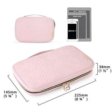 BAGSMART Jewelry Organizer Case Travel Jewelry Storage Bag for Necklace, Earrings, Rings, Bracelet, Light Pink
