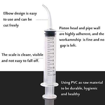 9 Pack 12ml/cc Dental Syringe with Curved Tip & Measurement Disposable Graduated Dental Irrigation S...