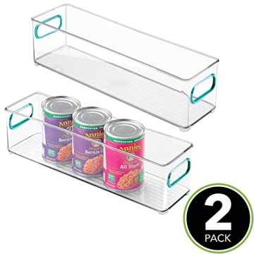 mDesign Stackable Food Storage Container Bin - 2 Pack - Clear/Blue