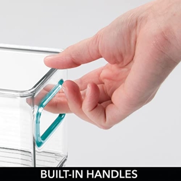 mDesign Stackable Food Storage Container Bin - 2 Pack - Clear/Blue