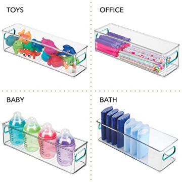 mDesign Stackable Food Storage Container Bin - 2 Pack - Clear/Blue