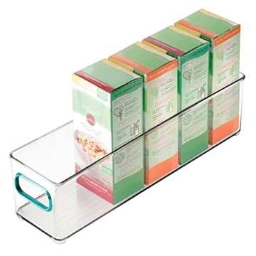 mDesign Stackable Food Storage Container Bin - 2 Pack - Clear/Blue