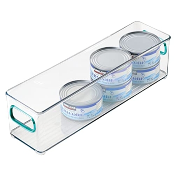 mDesign Stackable Food Storage Container Bin - 2 Pack - Clear/Blue