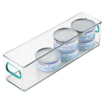 mDesign Stackable Food Storage Container Bin - 2 Pack - Clear/Blue