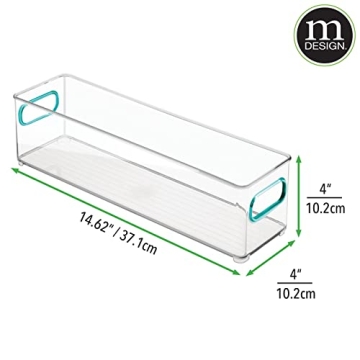 mDesign Stackable Food Storage Container Bin - 2 Pack - Clear/Blue