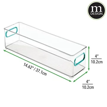 mDesign Stackable Food Storage Container Bin - 2 Pack - Clear/Blue