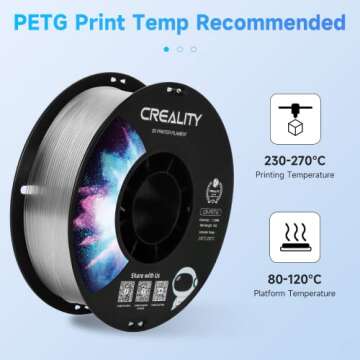 Creality PETG Filament - 1.75mm Clear, No Tangle, Strong Bond