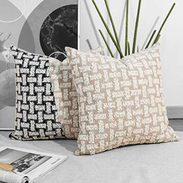howdy textile Set of 2 Boucle Pillow Covers 18x18 inch Boucle Decorative Pillow Cover for Couch Sofa...