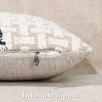 howdy textile Set of 2 Boucle Pillow Covers 18x18 inch Boucle Decorative Pillow Cover for Couch Sofa Bed Textured Accent Pillow Cases Luxury Plush Cushion Cases Home Decor, Cream, Tan and Black