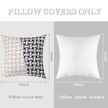 howdy textile Set of 2 Boucle Pillow Covers 18x18 inch Boucle Decorative Pillow Cover for Couch Sofa Bed Textured Accent Pillow Cases Luxury Plush Cushion Cases Home Decor, Cream, Tan and Black