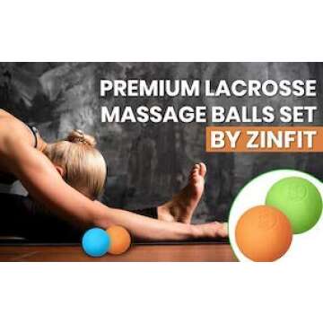 Premium Lacrosse Massage Balls Set by ZinFit - Lacrosse Ball for Myofascial Release, Trigger Point Therapy, Muscle Knots, Roller Yoga Therapy Massager Hard & Firm Rubber - Pack of 2 (Orange Blue)