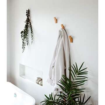 Magnifico Premium Wooden Hooks, Rustic Wall Hook, Wall Mounted coatrack, Entry Way hat Hooks, Modern Decorative Hooks (Beech Wood)-(Pack of 2)