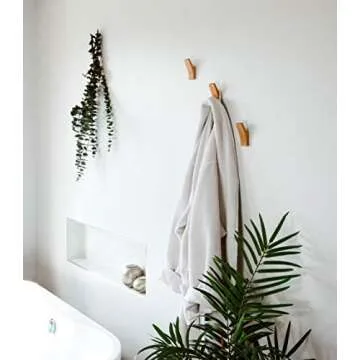 Magnifico Premium Wooden Hooks, Rustic Wall Hook, Wall Mounted coatrack, Entry Way hat Hooks, Modern Decorative Hooks (Beech Wood)-(Pack of 2)