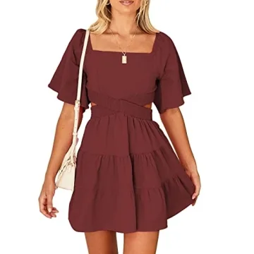 Shy Velvet Flowy Dress - Summer Elegant Square Neck Dress