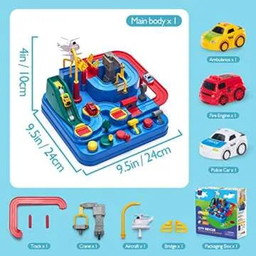 Hahaland 3 Year Old Boy Toys - Race Track Toys, Car Toys for Boys 3-4, Puzzle Track Rescue Racer Game with Magnetic Helicopter, STEM Learning, Montessori, Logical & Motor Skills Development Toys