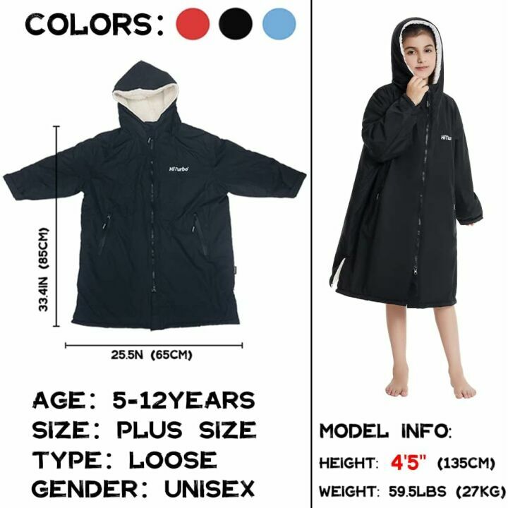 Hiturbo Kids Swim Parka - Waterproof Hooded Poncho