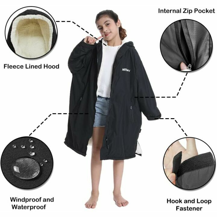 Hiturbo Kids Swim Parka - Waterproof Hooded Poncho