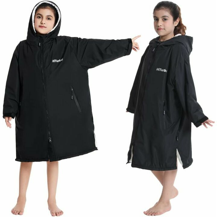 Hiturbo Kids Swim Parka - Waterproof Hooded Poncho