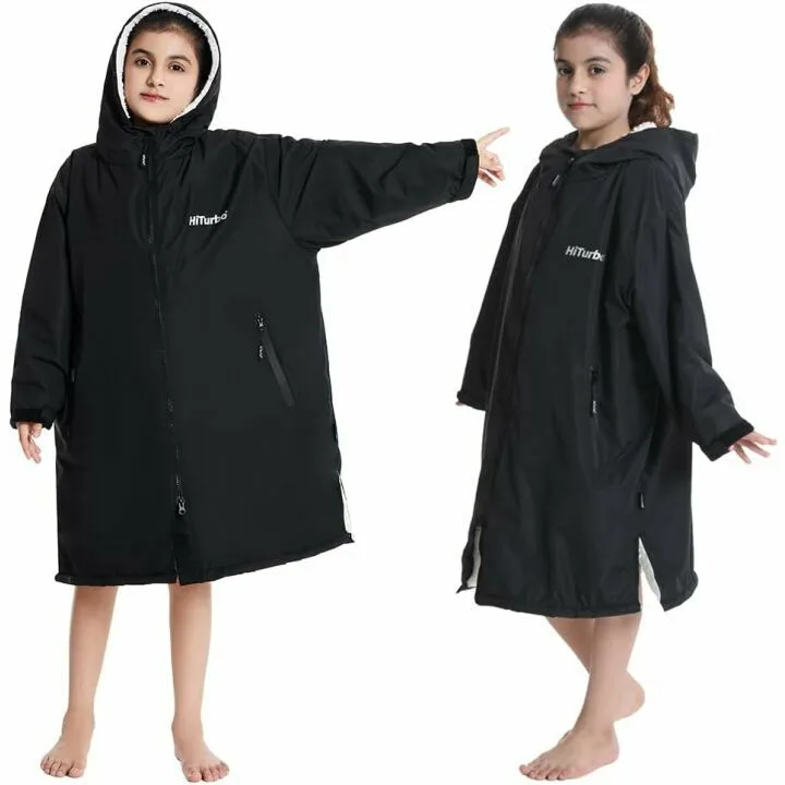 Hiturbo Kids Swim Parka - Waterproof Hooded Poncho