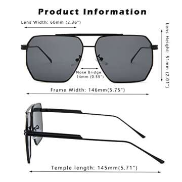 COASION Oversized Square Sunglasses for All Styles