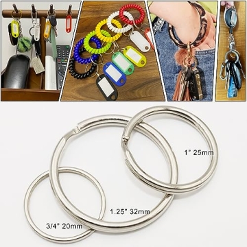 Versatile 50 Pack Metal Key Rings for Crafts and Organization