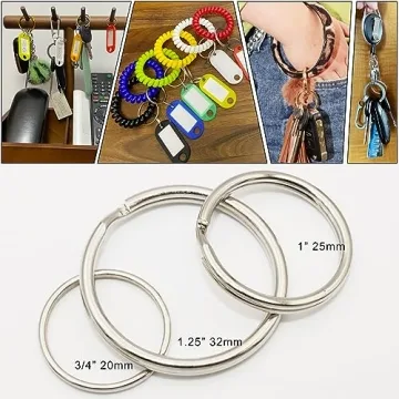 Versatile 50 Pack Metal Key Rings for Crafts and Organization