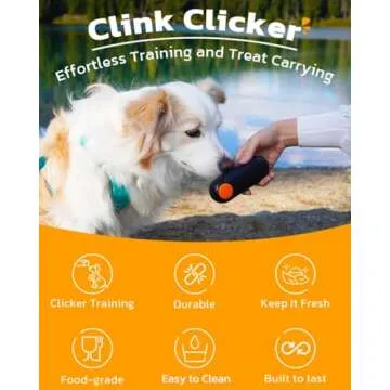 Clink Design Puppy Essentials 2-in-1 Dog Treat Pouch and Training Clicker, Durable, Compact & Lightweight, Desiccant Compartment for Fresh Treats, One-Hand Use, Ideal Dog Stuff for Dogs Blue
