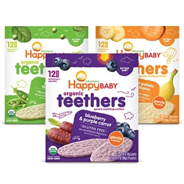 Happy Baby Organic Teething Wafers, 3 Flavor Variety