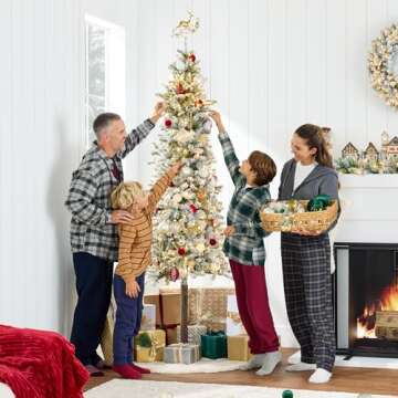 Best Choice Products Flocked Pencil Christmas Tree 6ft Pre-lit Alpine Slim Holiday Decoration, Lighted Skinny Décor LED Lights, Metal Stand