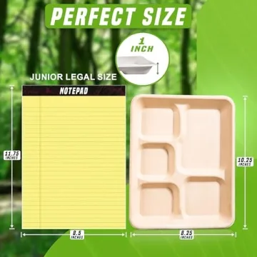 Eland 5 Compartment Plates Disposable Heavy Duty[100-Pack], White Color 10.25"x 8.25" - Small divided disposable plates, Compostable Plates with Dividers-(PFAS Free)