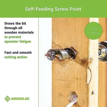 Greenlee 60A-3/4 Quick Change Wood Boring Stubby Auger Bit with 1/4" Quick Connect Attachment, Wood Boring Auger Drill Bit with Self-Feeding Screw Point