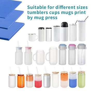 PYD Life 9.8 x 4.7 Inch Silicone Sublimation Mug Tumbler Wrap Blue Insert for Cricut Mug Press Accessories,3 Pieces 3 Thicknesses Suitable for Sublimation Tumblers Cups Mugs Printing